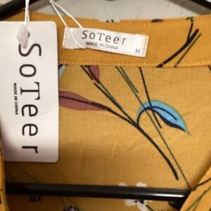 SoTeer Women's Yellow Floral Blouse